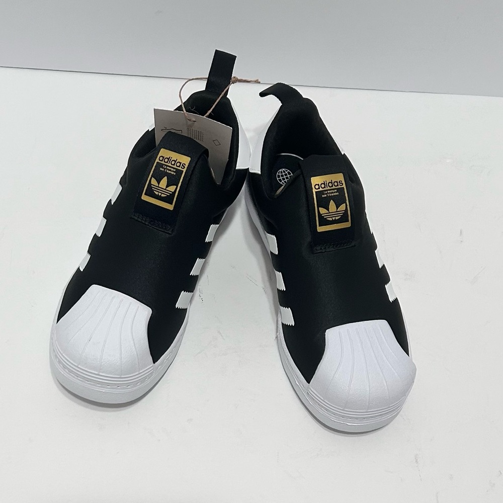 Adidas Kids Black and White Slip-On Sneakers